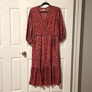 Max studio, floral faux wrap midi dress